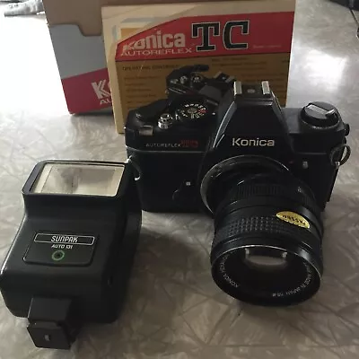 Vintage Konica Camera Autoreflex TC With Hexanon AR 50mm F1.7 Lens Flash Box • $60