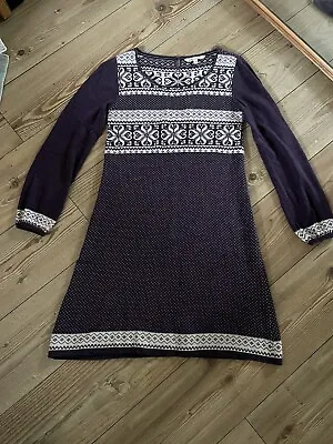 Fat Face Blue Fair Isle Jumper Dress Nordic Winter Scandi Knee Length Uk 14 • £29