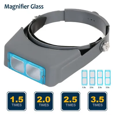 4 Glass Lens Headband Magnifier Glass Magnifying Visor Reading Testing Tools • $20.29