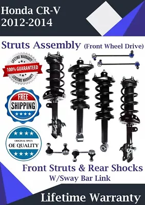 $444 • Buy Front And Rear Strut & Sway Bar For 2012-2014 Honda CR-V FWD Lifetime Warranty