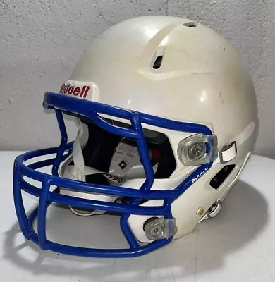 Riddell Revo 360 Youth Large White Football Helmet Blue Facemask With Chin Strap • $55