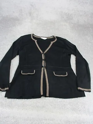 Misook Sweater Womens Small Button Up Cardigan Black • $26.99