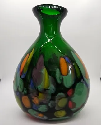 Makora Krosno Glass Vase Polish Glass Art Vase Multi-Color Green 9.75  T X 7.25  • $49.99