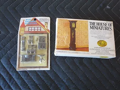 The House Of Miniatures Tall Case Clock 40018 & Mini Dollhouse Furnitune Set NEW • $19.99