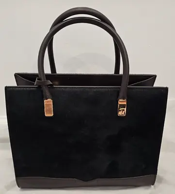 J MENDEL Black And Brown Calf Leather And Pony Hair Matin Tote - NWT $2900 • £1930.26