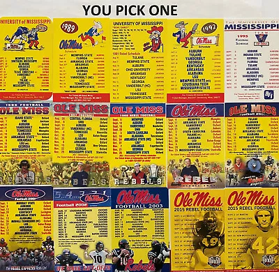 CFB MISSISSIPPI OLE MISS REBELS Football Schedule PICK FROM LIST 1978 1982 +++ • $5.99