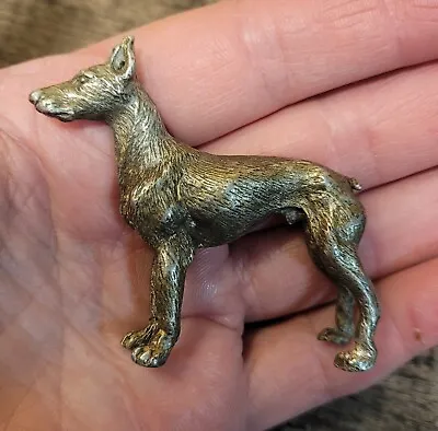 VTG Doberman Pincher Dog Pewter 2  Miniature Statue/Figurine/Figure (Unmarked) • $18