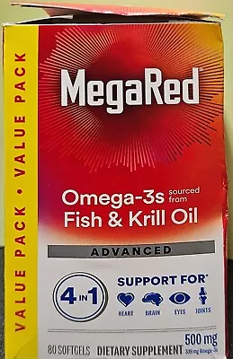 MegaRed Omega-3s Fish & Krill Oil  80 Softgels BBD 03/2025 See Description • $21.95