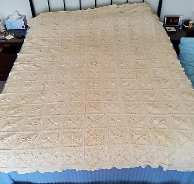 Hand Crocheted Bedspread/Cover~Star Design Handmade. Heavy. 76 X 58  • $25