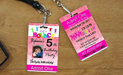 Personalized Bounce Party Lanyard Invitations Bounce Party Birthday VIP • $4.49