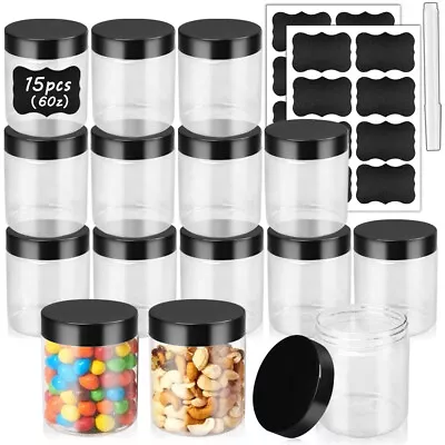 230ml 8oz Plastic Jar Storage Container With Screw-on Lids Wide-mouth Jars Lot • $15.99