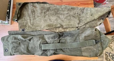 $35.99 • Buy Vintage Military Issued US Canvas Green Duffle Bags X 2, Sea Bag