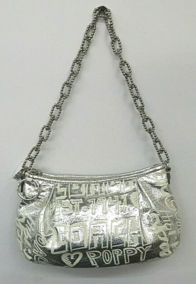 $119.95 • Buy Coach Poppy Metallic Silver Etched Storypatch Leather Evening Shoulder Bag 15892