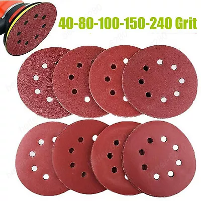 50X 5in Sanding Discs 40-240Grit Hook Loop 8-Hole Orbital Sander Paper Sandpaper • $10.99