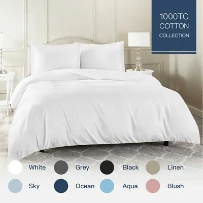 $35 • Buy 100% Cotton 1000TC Single/KS/Double/Queen/King/Super K Quilt/Duvet Cover Set