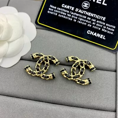 Chanel Vintage Earrings Gold Classic Double CC Leather Entangle Bag Link Style • $59
