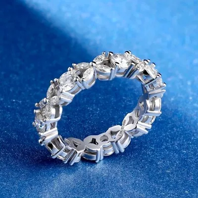 VVS1 Marquise Cut Full Moissanite Eternity Wedding Band Ring 925 Sterling Silver • $57.99