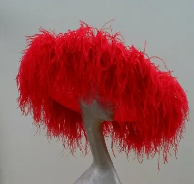 £305 • Buy Two Tone Red Extra Large Feature Hat Ostrich Feather Boa By Hats2go Made 2 Order
