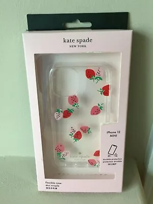 NIB New Kate Spade IPhone 12 Clear MINI Clear Flexible Case Strawberry W/ Gems  • $39.20