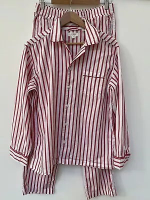 Reimagined By J. Crew Red White Striped Poplin Pajamas Set 100% Cotton Medium • $40