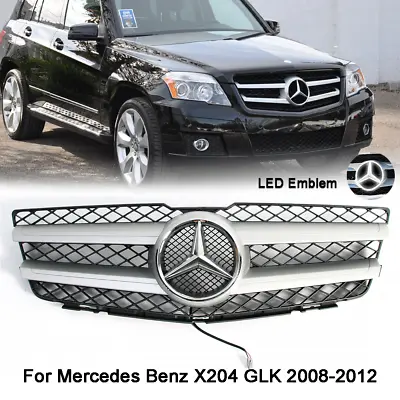 For Mercedes Benz GLK X204 GLK350 Grill 2008-2012 Front Grille W/LED Emblem • $84.07