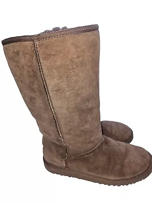 Vintage Leather UGG Womens Classic Sherpa Lined Tall Boots Chocolate Size 6 EUC • $39.88