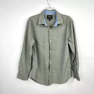 Bonobos Easy Linen Blend Shirt Mens Large Olive Green Short Slim Fit Long Sleeve • $18.50