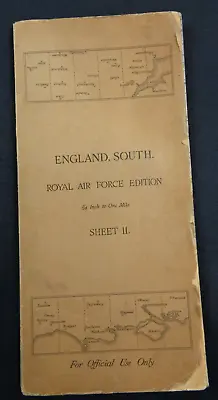Original WW2 Era RAF Map Of  ENGLAND SOUTH  (+ ARTILLERY RANGES Etc) • £29.99