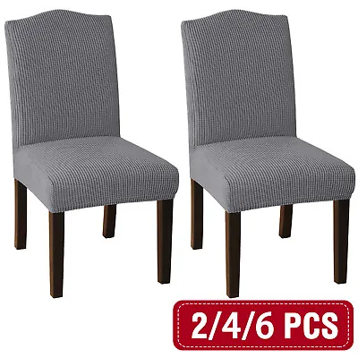 $53.49 • Buy Dining Chair Covers Stretch Jacquard Parson Chair Slip Covers Washable 2/4/6 PCS