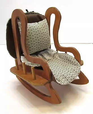 Old 1960's Handcrafted Wood Rocking Chair Vintage Sewing Spool Rack Pin Cushion • $25