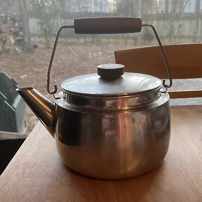 Vintage MCM Farberware Stainless Steel Rosewood Handle 3qt Teapot Kettle #760 • $29