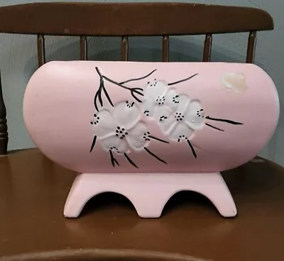 Vtg Pink MCM McCoy Pottery Footed Planter SpringWood Line Dogwood Flowers  *D • $15.99