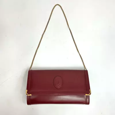 Vintage Cartier Bordeaux Leather Chain Bag Clutch • $149