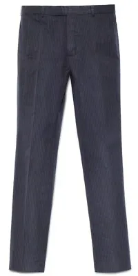 MARNI X H&M SLIM Pant Suit Trousers Cotton Pinstripe Dark Navy Blue 50 L W34 L32 • $95