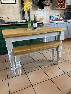 Country Kitchen Farmhouse Table 4ft With Bench Seat Handcrafted • £599