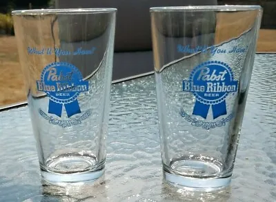 Set Of 2 Pabst Blue Ribbon PBR Pub Bar Pounder Beer Glasses   • $17.95