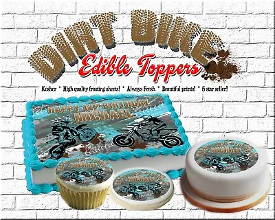 Dirt Bike Birthday Cake Topper Edible Paper Sugar Sheet Picture Image Motocross • $8.30
