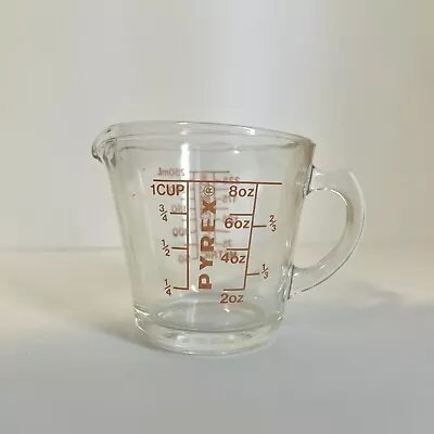 Vintage Pyrex 1 Cup Measuring Cup #508 Red Print D-Handle • $9.99