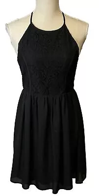 Ya Los Angeles Women’s Size Small Dress Sleeveless Black W/ Lace B7-4v • $12