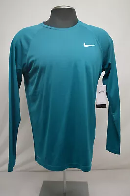 NWT Nike DRI-FIT Hydroguard Men's Medium Swim Shirt Green Long Sleeve NESSA587 • $28.99