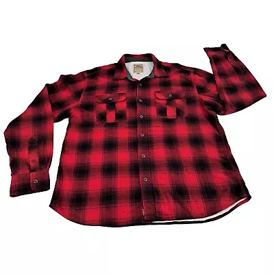 True Religion Flannel Button Shirt Mens XXXL 3XL Red Black Plaid Thermal Lined  • $32.88