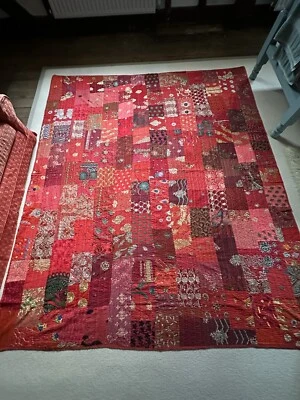 £94.99 • Buy Handmade Vintage Cotton Embroidery Patchwork Throw Blanket Quilt King Size New