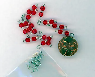 Miniature Dollhouse Christmas Ornaments / 12 Red &Clear Glass Bead W/silver Hand • $3.89