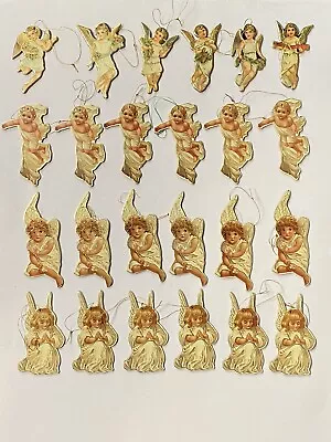 24 Vintage Merrimack Assorted Angel Cardboard Christmas Ornaments • $30.86