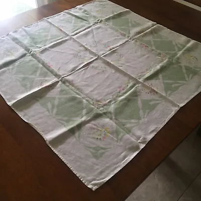 California Handprints Tablecloth Vintage 34  Square Bridge Card Table Floral • $26.27