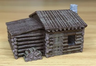N-Scale - Small Rustic Log Cabin With Side Addition And Woodpile 1:160 Scale • $7.59