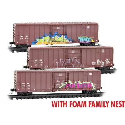 Micro-Trains 99305048 BNSF Burlington Northern Graffiti Boxcar Set N Scale Train • $85.46