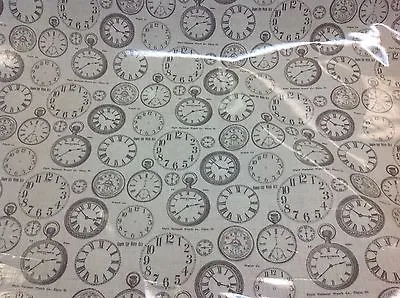 Fryetts PVC - CLOCKS -  FabricWipe CleanTablecloth/Oilcloth.Full/half Mts. • £1