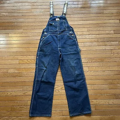 VTG Carter’s Mens Ringer Watch The Wear Blue Denim Cotton Overalls Zip USA 36x30 • $44.95