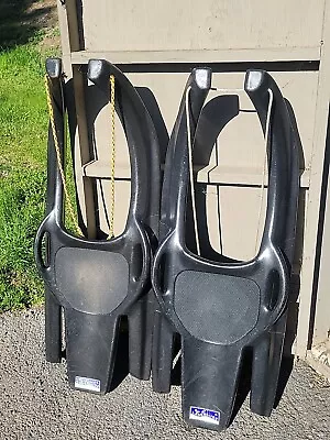 2 Vintage Laser Luge Single Racer Dual Rail Snow Sled 1990s Blow Mold Durable  • $169.99